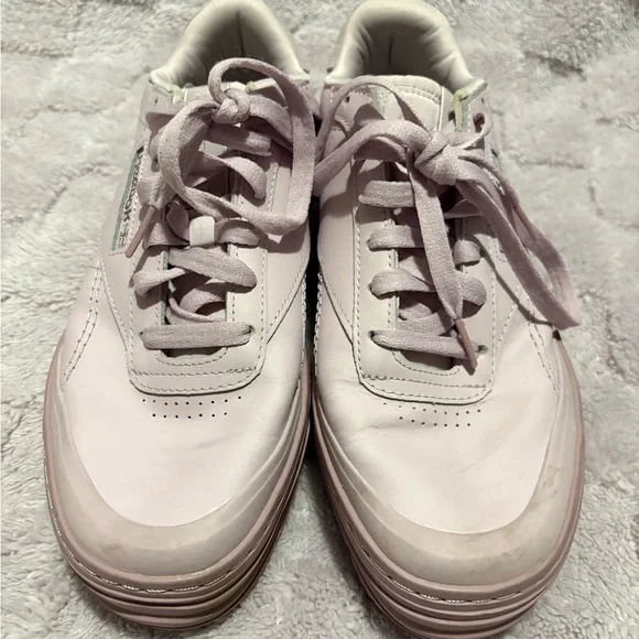 ♡Reebok Club C Double GEO Purple Leather Sneakers♡ - Picture 3 of 7